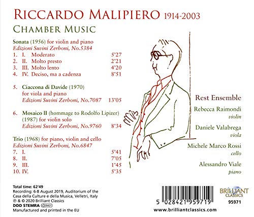 REST ENSEMBLE - MALIPIERO CHAMBER MUSIC - CD image 2
