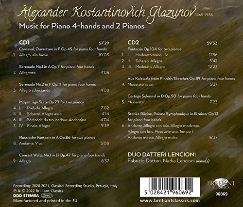 DUO DATTERI LENCONI - GLAZUNOV MUSIC FOR PIANO 4-HA - CD image 2