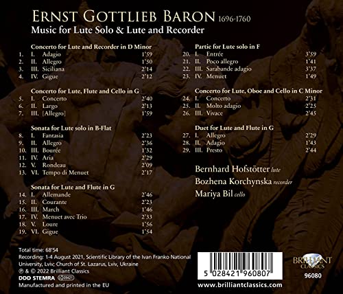BERNHARD HOFSTTTER/B - BARON MUSIC FOR LUTE SOLO & L - CD image 2