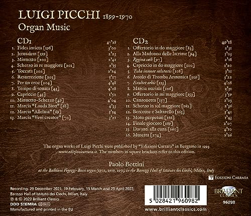 PAOLO BOTTINI - PICCHI ORGAN MUSIC - CD image 2