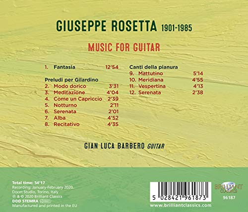 GIAN LUCA BARBERO - ROSETTA MUSIC FOR GUITAR - CD image 2