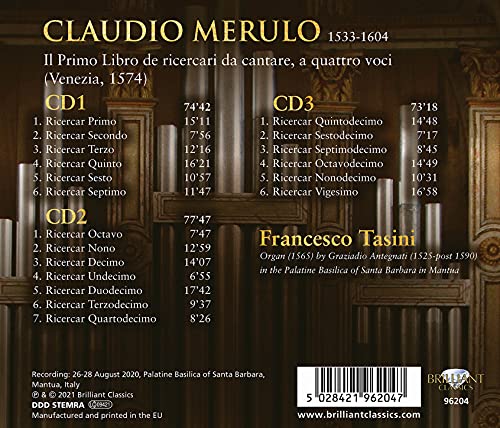 FRANCESCO TASINI - MERULO ORGAN MUSIC IL PRIMO L - CD image 2