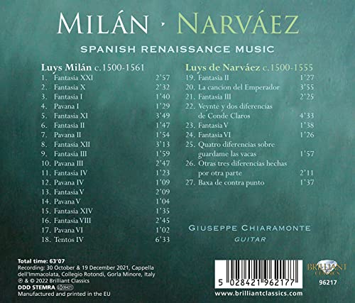 GIUSEPPE CHIARAMONTE - MILAN & NARVAEZ SPANISH RENAI - CD image 2