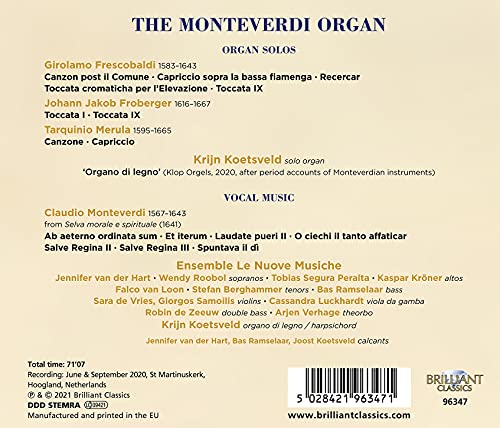 KRIJN KOETSVELD; ENS - MONTEVERDI ORGAN THE - CD image 2