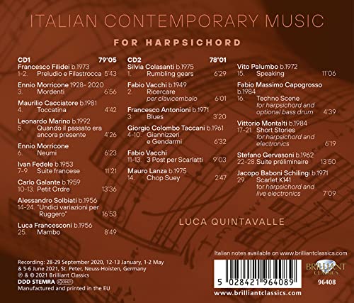 LUCA QUINTAVALLE - ITALIAN CONTEMPORARY MUSIC FOR - CD image 2