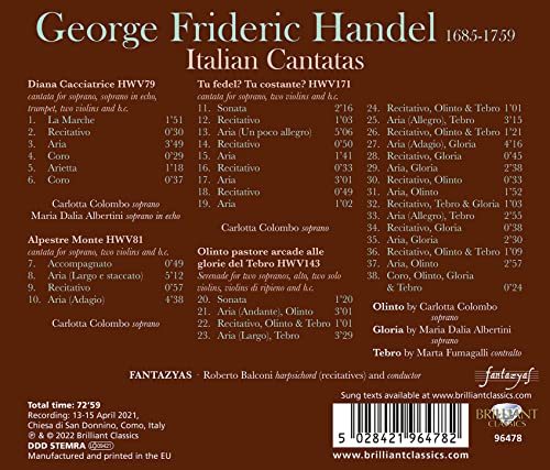 CARLOTTA COLOMBO/MAR - HANDEL ITALIAN CANTATAS - CD image 2