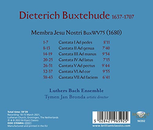 LUTHERS BACH ENSEMBL - BUXTEHUDE MEMBRA JESU NOSTRI - CD image 2