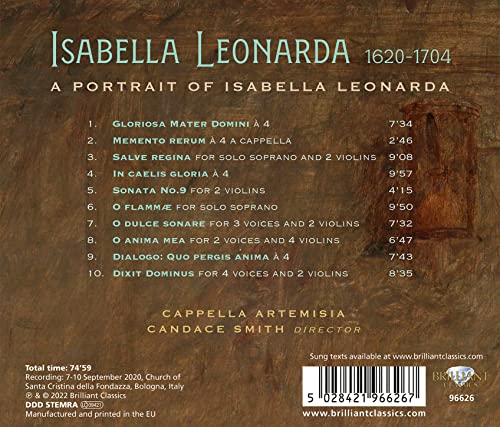 CAPPELLA ARTEMISIA/C - LEONARDA A PORTRAIT OF ISABEL - CD image 2