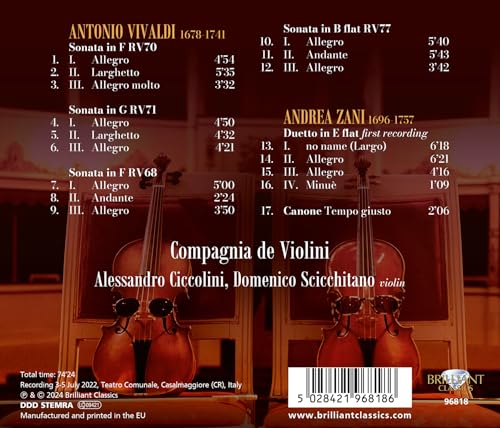 ALESSANDRO CICCOLINI - VIVALDI SONATAS FOR 2 VIOLINS - CD image 2