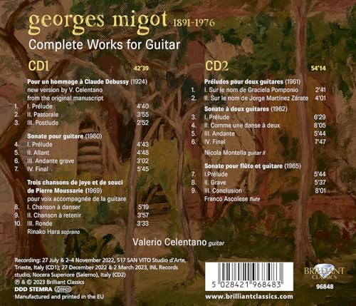 VALERIO CELENTANO - MIGOT COMPLETE WORKS FOR GUIT - CD image 2
