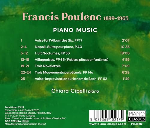 CHIARA CIPELLI - POULENC PIANO MUSIC - CD image 2