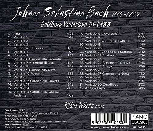 KLARA WURTZ - J.S. BACH GOLDBERG VARIATIONS - CD image 2