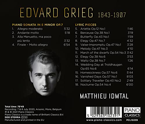 MATTHIEU IDMTAL - GRIEG  PIANO SONATA  14 LYRIC - CD image 2