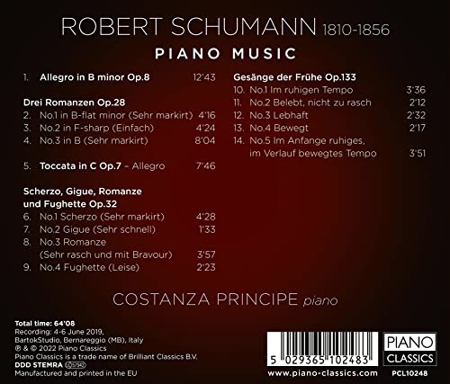 COSTANZA PRINCIPE - SCHUMANN PIANO MUSIC - CD image 2