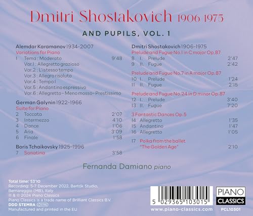 FERNANDA DAMIANO - SHOSTAKOVICH AND PUPILS  VOL.1 - CD image 2