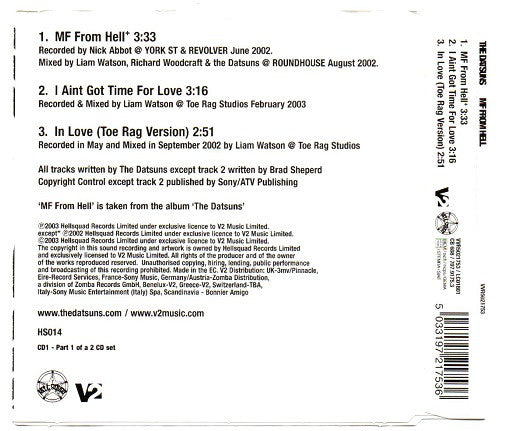 Datsuns - MF From Hell - Used CD image 5