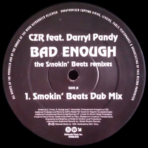 CZR - Bad Enough (The Smokin’ Beats Remixes) - Used Vinyl 12" image 1