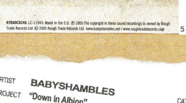 Babyshambles - Down In Albion - Used CD image 4