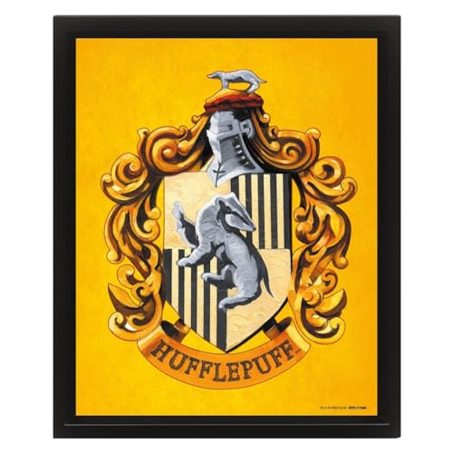 Harry Potter (Colourful Crest Hufflepuff) 3D Lenticular Poster (Framed image 1