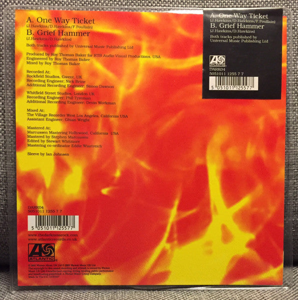 Darkness - One Way Ticket - Used Vinyl Record 7" image 2
