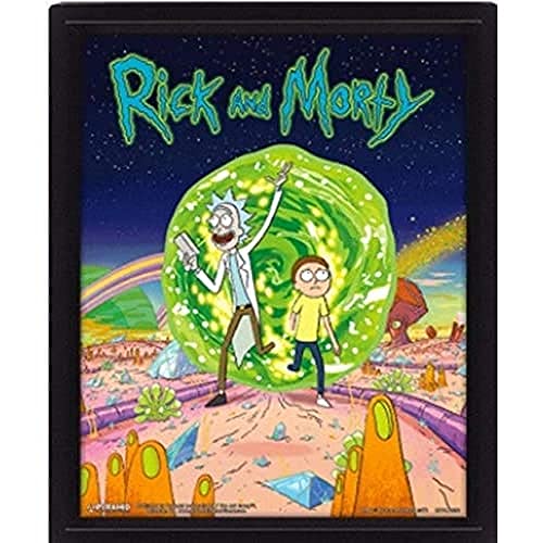 Rick And Morty (Portal) 10 x 8" 3D Lenticular Poster (Framed) - Non-bo image 1