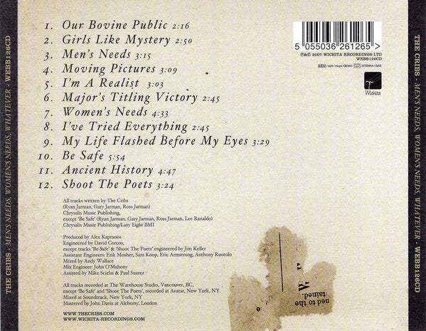 Cribs - Men's Needs, Women's Needs, Whatever - CD image 8