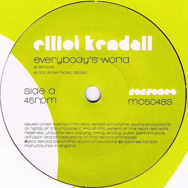 Elliot Kendall - Everybody's World - Used Vinyl Record 7" image 2