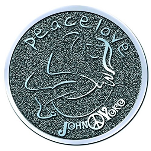 JOHN LENNON - JOHN & YOKO PEACE & LOVE CHROME PIN BADGE - Binders & No image 1
