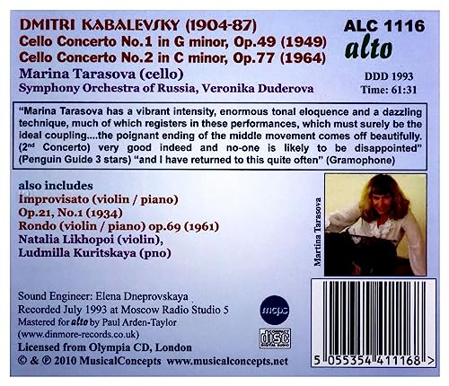 Marina Tarasova - Kabalevsky: Cello Concertos 1 & 2 - CD image 2