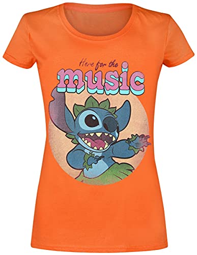 Here For The Music (Womens Orange Fitted T-Shirt) Ex Large