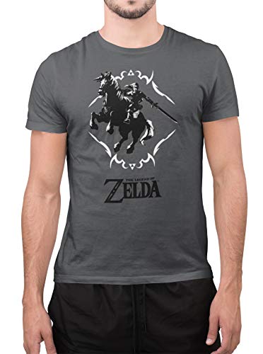 Link And Epona (Unisex Heather Grey T-Shirt) Medium