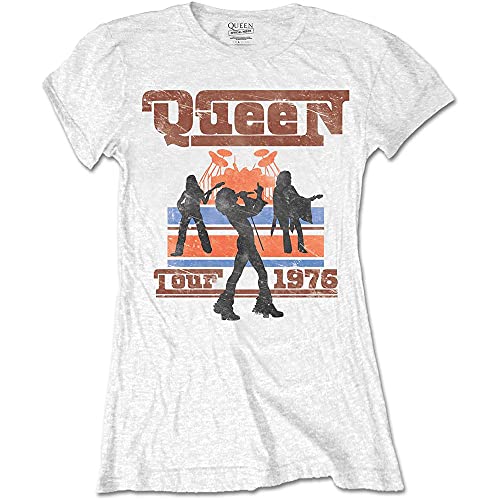 Queen - tshirt - Ladies - Short Sleeves - 1976 Tour Silhouette - Small