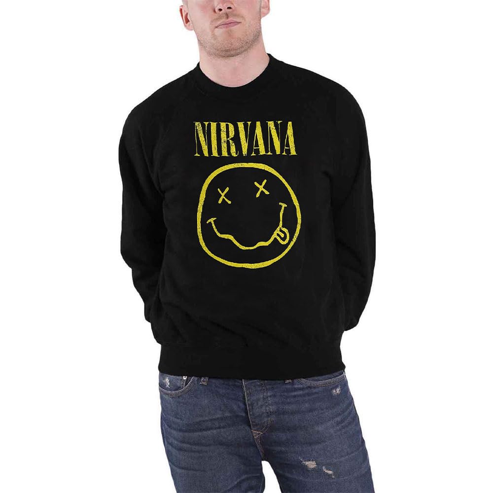 Nirvana - sweatshirts - Unisex - Long Sleeves - Yellow Happy F - Large