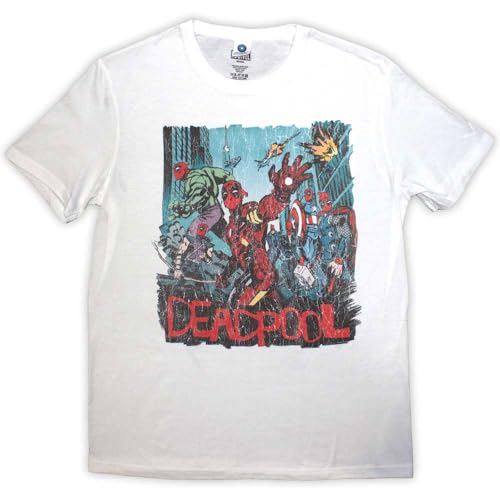 Comics - tshirt - Unisex - Short Sleeves - Deadpool Hero Scene - Large