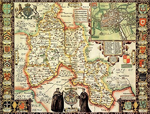 Oxfordshire Historical 1610 Map 1000 Piece Puzzle - Non-book item image 1