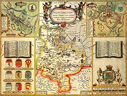 Huntingdonshire Historical 1610 Map 1000 Piece Puzzle - Non-book item image 1