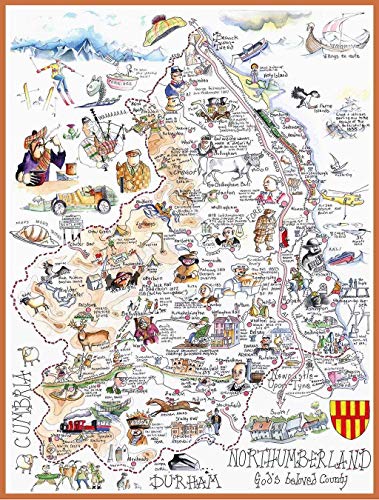 Map of Northumberland Jigsaw 1000 Piece Puzzle - Non-book item image 1
