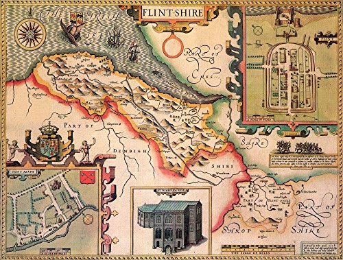 Flintshire Historical 1610 Map 1000 Piece Puzzle - Non-book item image 1