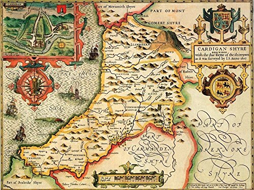 Cardiganshire Historical 1610 Map 1000 Piece Puzzle - Non-book item image 1