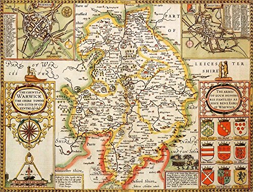 Warwickshire Historical 1610 Map 1000 Piece Puzzle - Non-book item image 1