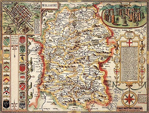 Wiltshire Historical 1610 Map 1000 Piece Puzzle - Non-book item image 1