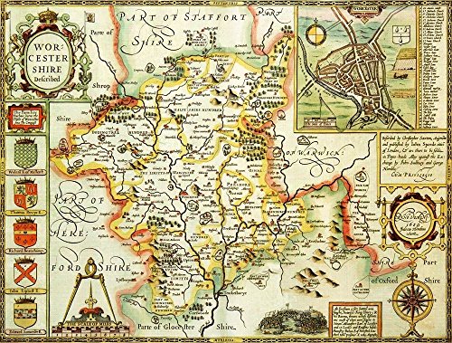 Worcestershire Historical 1610 Map 1000 Piece Puzzle - Non-book item image 1
