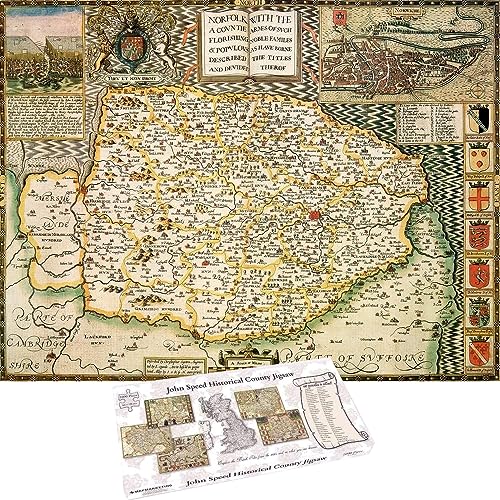 Norfolk Historical 1610 Map 1000 Piece Puzzle - Non-book item image 1