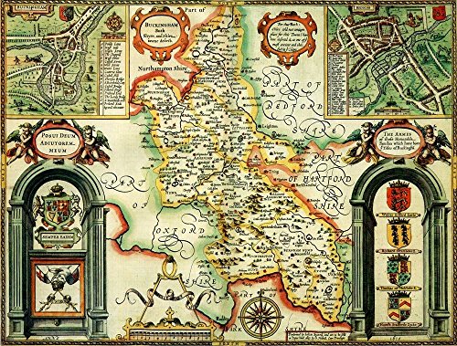 Buckinghamshire Historical 1610 Map 1000 Piece Puzzle - Non-book item image 1