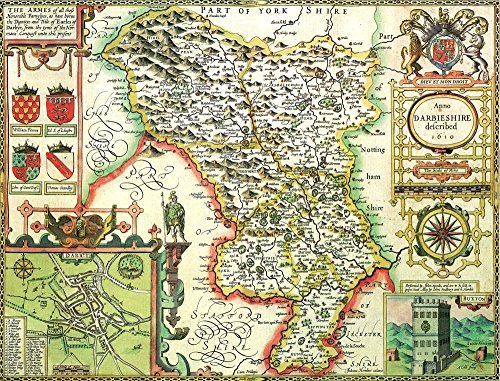 Derbyshire Historical 1610 Map 1000 Piece Puzzle - Non-book item image 1