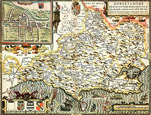 Dorset Historical 1610 Map 1000 Piece Puzzle - Non-book item image 1