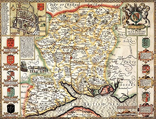 Hampshire Historical 1610 Map 1000 Piece Puzzle - Non-book item image 1