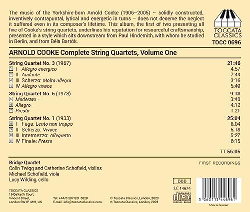 BRIDGE QUARTET - COOKE - STRING QUARTETS VOL 1 - CD image 2