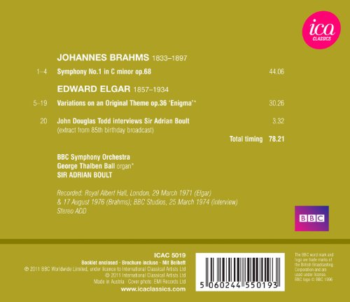 Johannes Brahms - Brahms: Symphony No. 1/Elgar: Enigma Variations - CD image 2