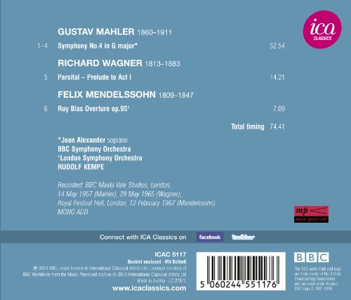 JOAN ALEXANDER:RUDOL - MAHLER:WAGNER-MENDELSSOHN - CD image 2